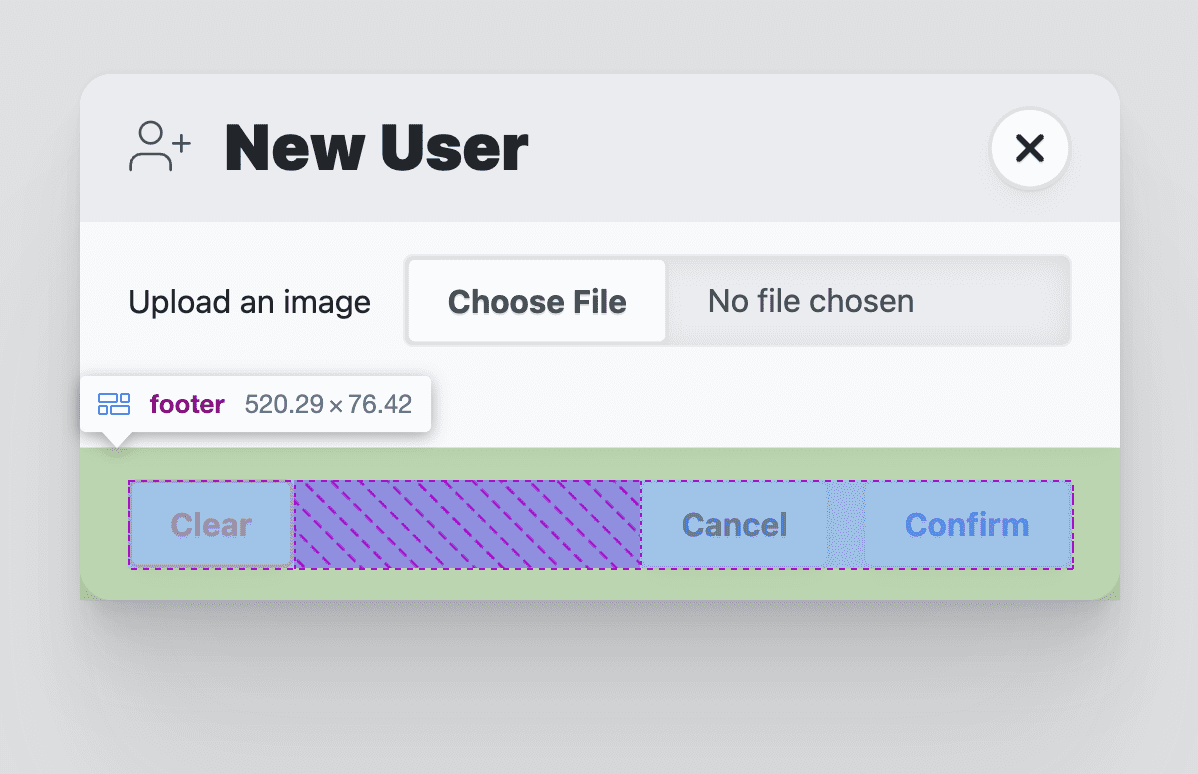 لقطة شاشة أدوات Chrome المطوّرين التي تُظهر معلومات تنسيق Flexbox على عنصر التذييل