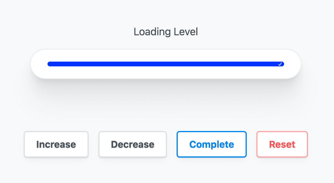 読み込みバーが 100% に達し、最後にチェックマークが表示されているスクリーンショット。