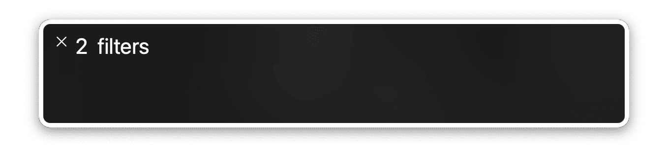Captura de tela do leitor de tela do macOS anunciando o número de filtros ativos.