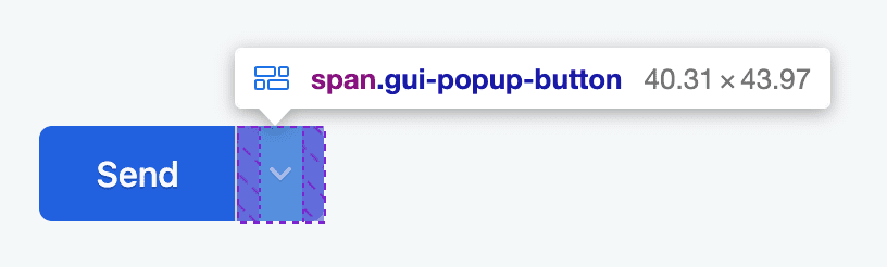 La parte a forma di freccia del pulsante diviso utilizzata per attivare il popup.