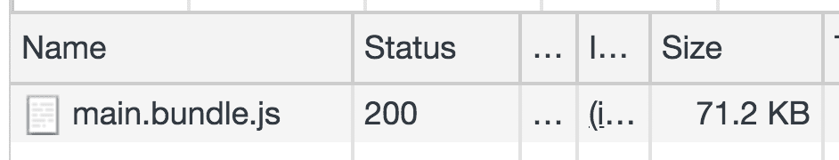 Panel jaringan menampilkan paket JavaScript 71,2 KB.