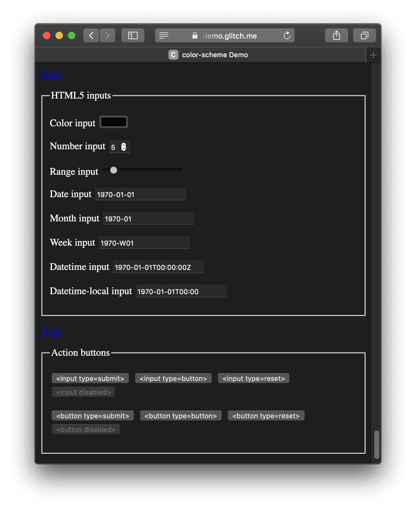 Koyu moddaki demo.