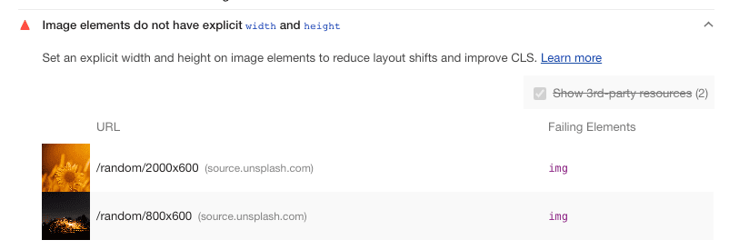 Lighthouse's 'Image elements have explicit width and height' audit