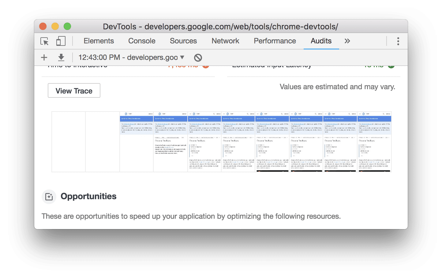 Диафильм DevTools при загрузке страницы.