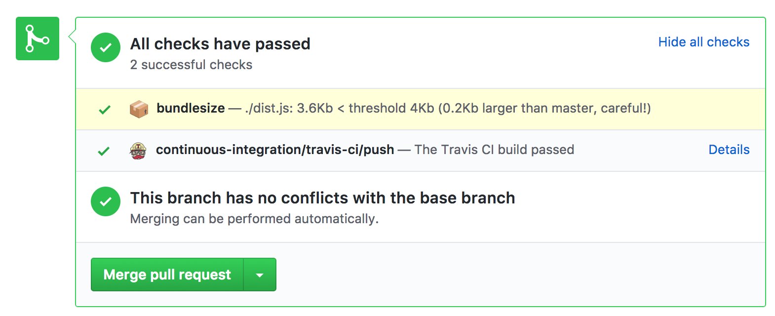 在 GitHub 上查看 Bundlesize 檢查狀態
