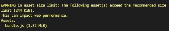 Webpack बंडल के साइज़ से जुड़ी चेतावनी
