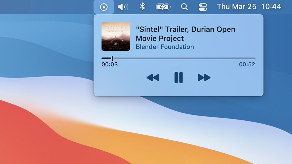 Screenshot des Widgets „Now Playing“ in macOS Big Sur