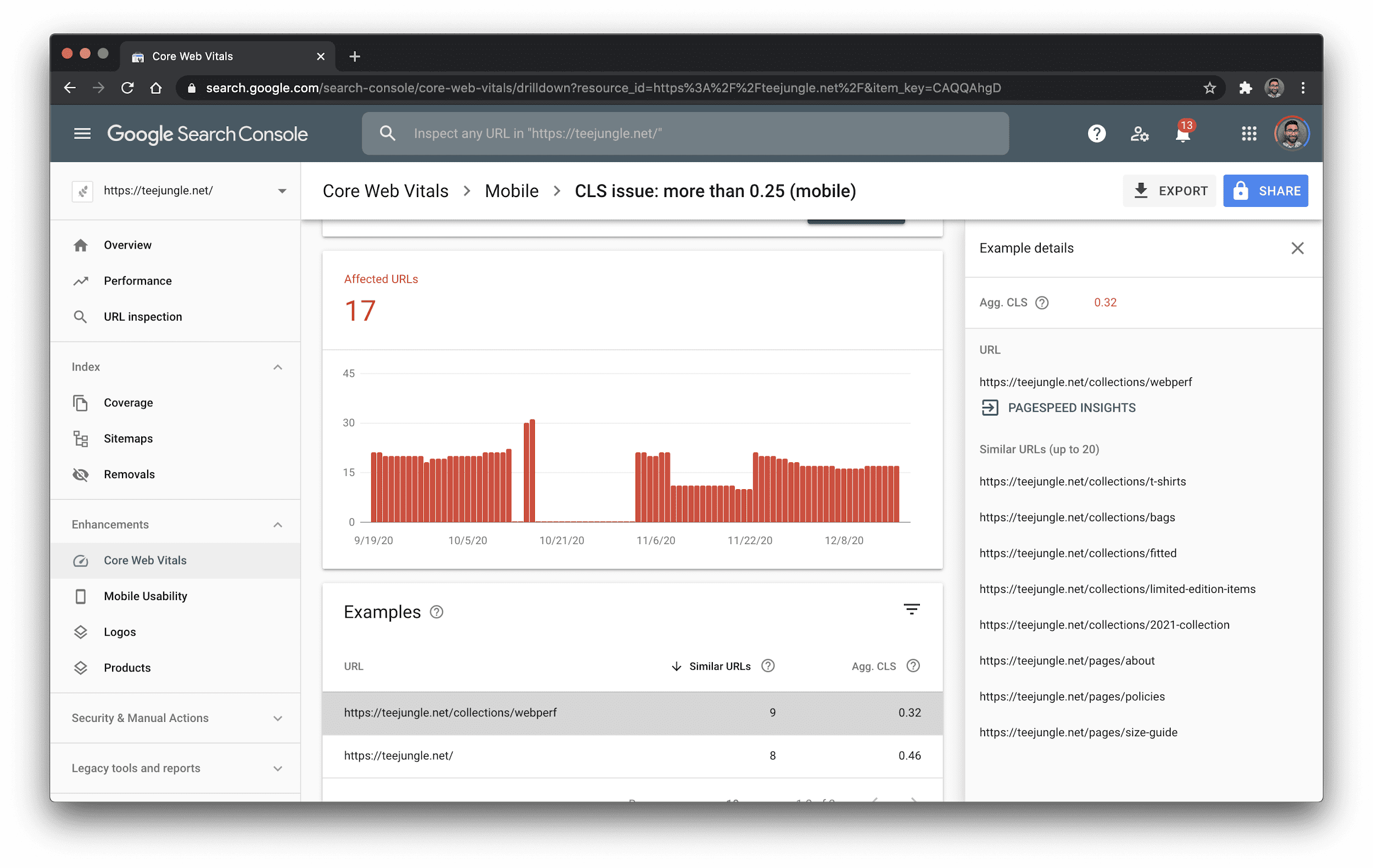 La Search Console affiche des problèmes de CLS