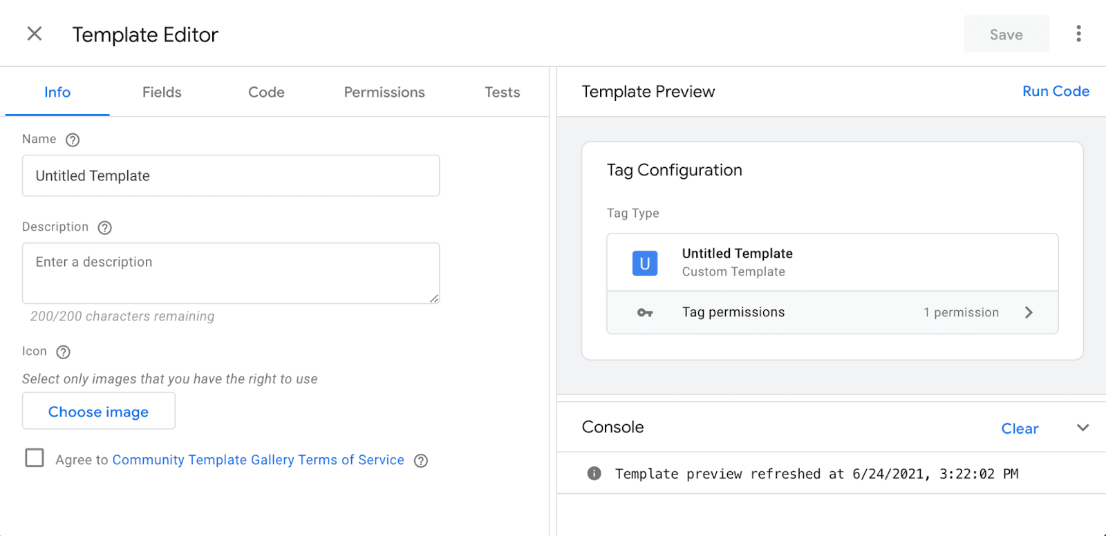 Una plantilla personalizada en Google Tag Manager