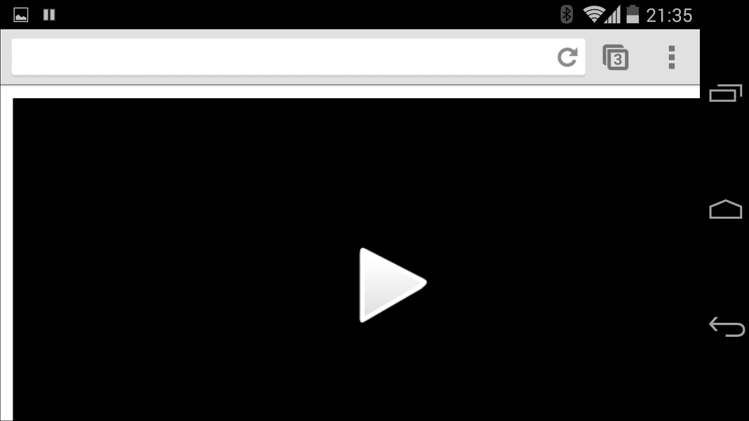 لقطة شاشة لتطبيق Chrome على Android، أفقيًا: عنصر الفيديو غير المُنمَّط يتجاوز مساحة العرض.