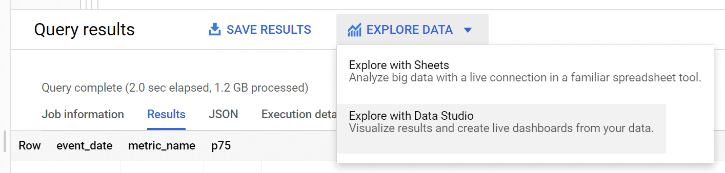 Opsi Explore with Looker Studio di BigQuery