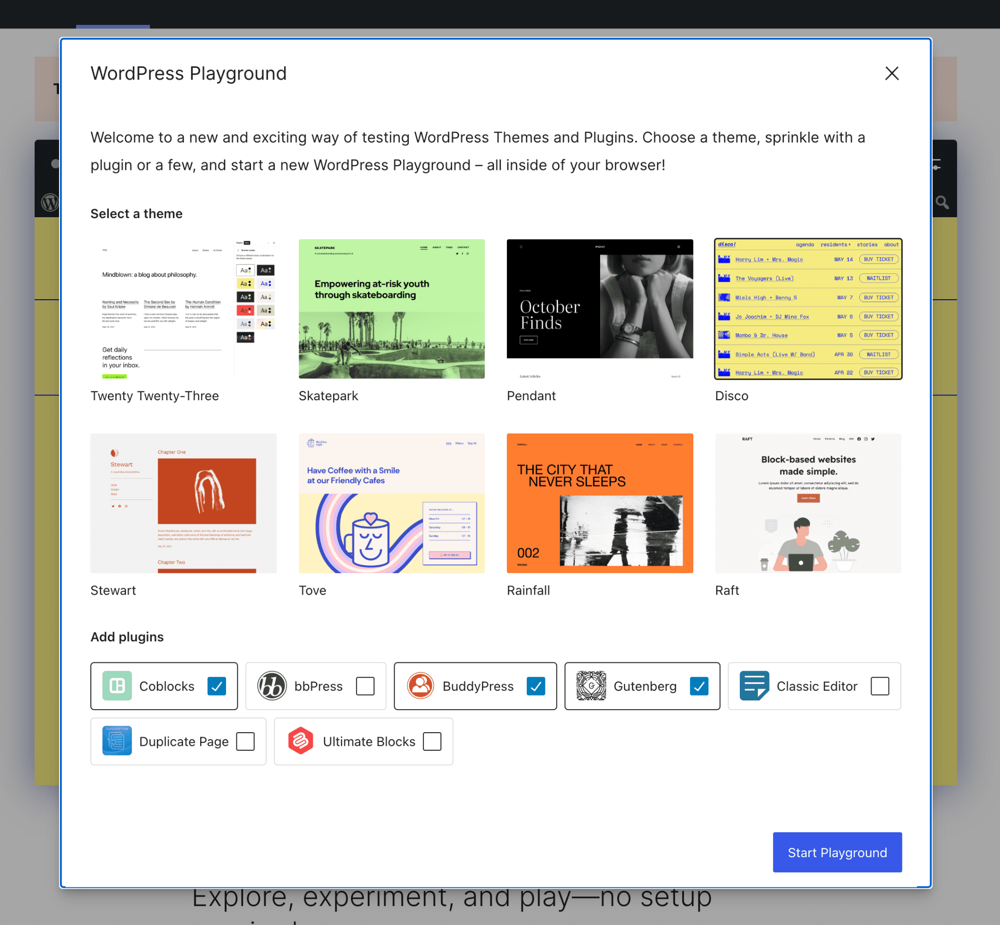 WordPress Playground का शोकेस.