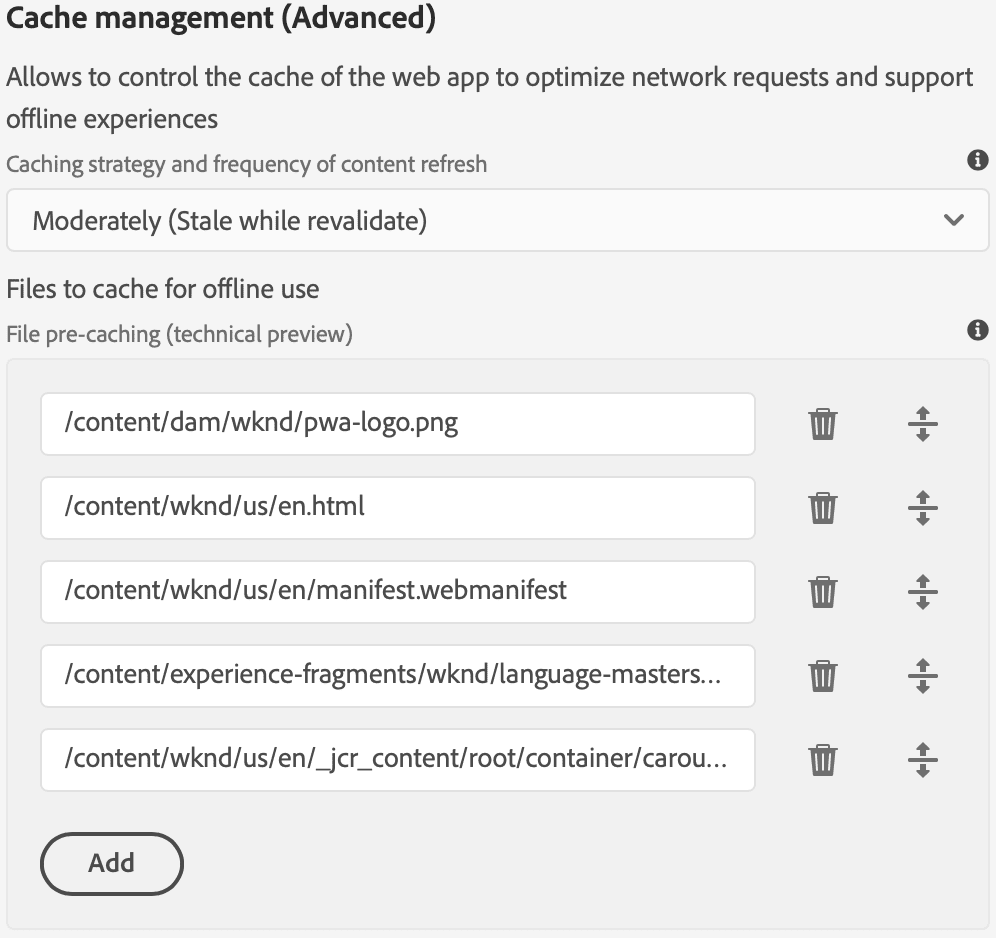 پیکربندی سرویس کار با استفاده از کادر محاوره ای Cache Management (Advanced).