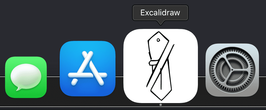 Ikona Excalidraw w sterowaniu Dock w systemie macOS.