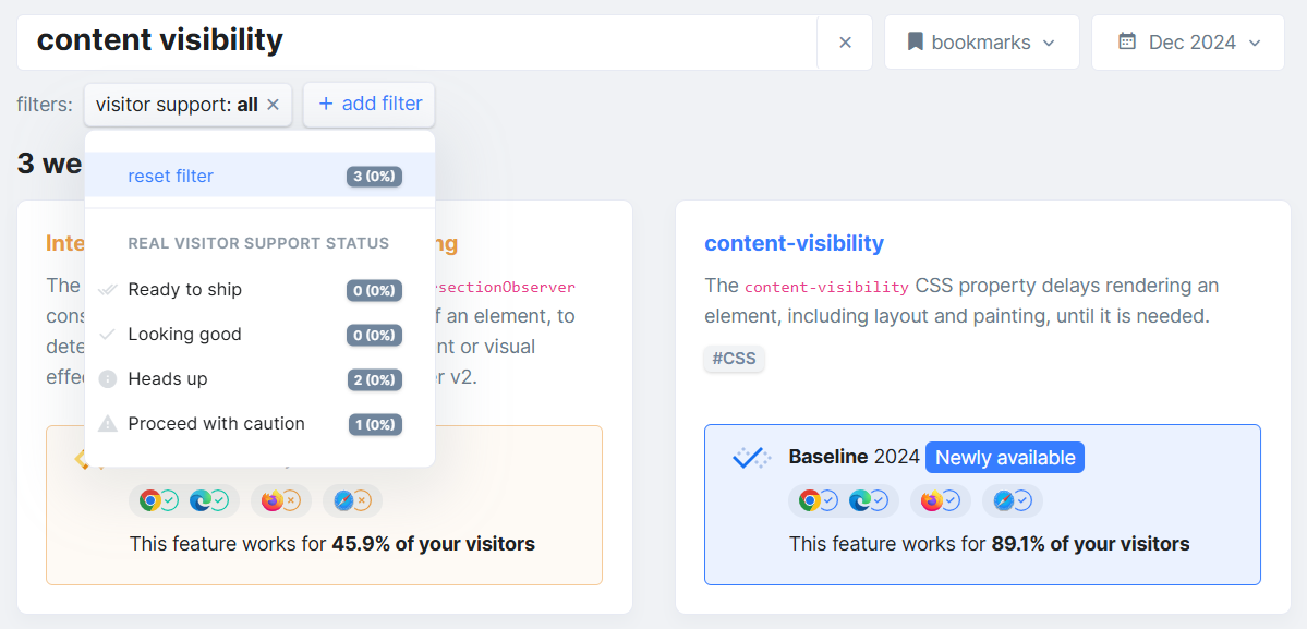 Información sobre la visibilidad del contenido