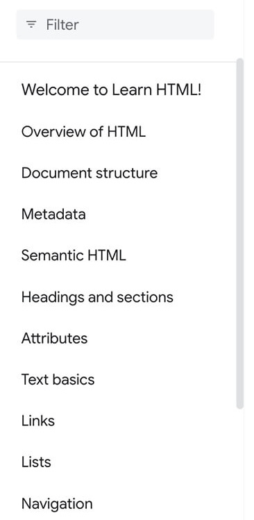 Scopri come navigare tra i capitoli in HTML.