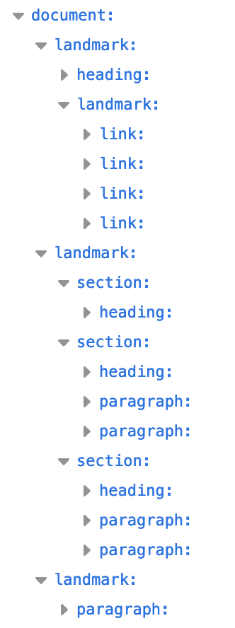 セマンティック HTML を使用した DOM ユーザー補助ツリー。