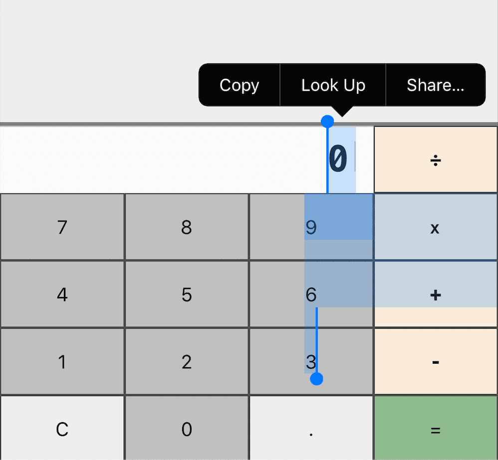 Une PWA de calculatrice dans laquelle vous pouvez sélectionner tous les boutons interactifs, comme les chiffres.