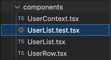 以列表形式指定
包括 UserList.tsx 和 UserList.test.tsx。